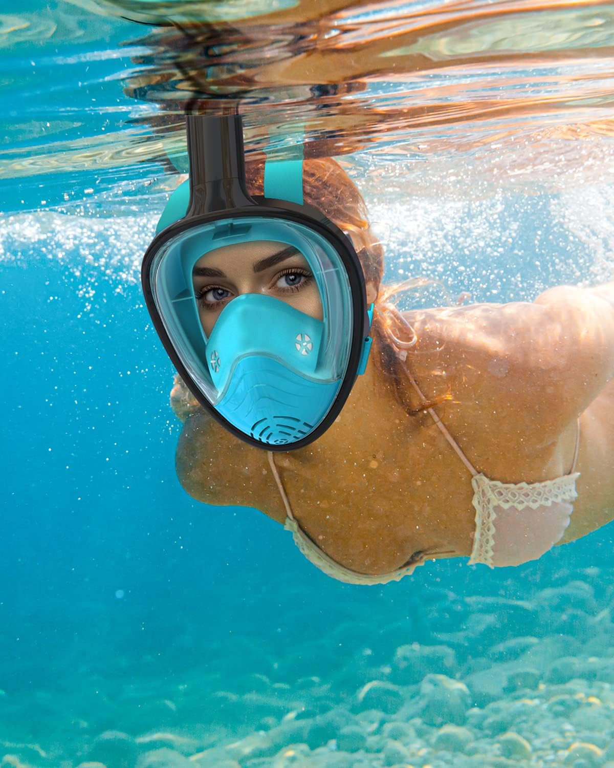Thumbnail 2 de QingSong Full Face Snorkel Mask for Adults: 180° View, Anti-Fog & Anti-Leak with Camera Mount