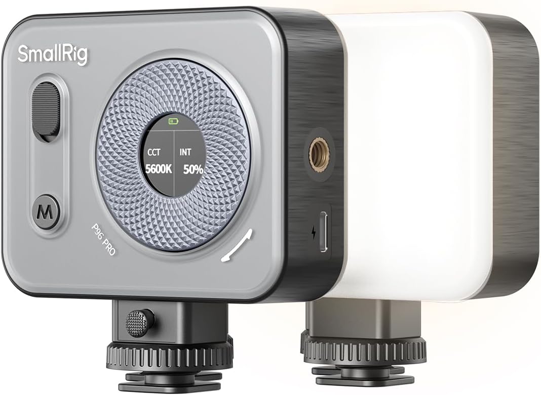 Detalle de SMALLRIG Vibe P96 Pro 4660 luce LED portatile con luce cold shoe, CRI 95+ e 2500–6500K