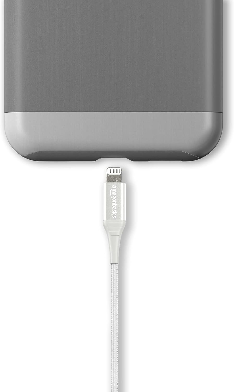 Detalle de Amazonベーシック USB-A - Lightningケーブル 1.8m シルバー、ダブルナイロン編組・MFi認証