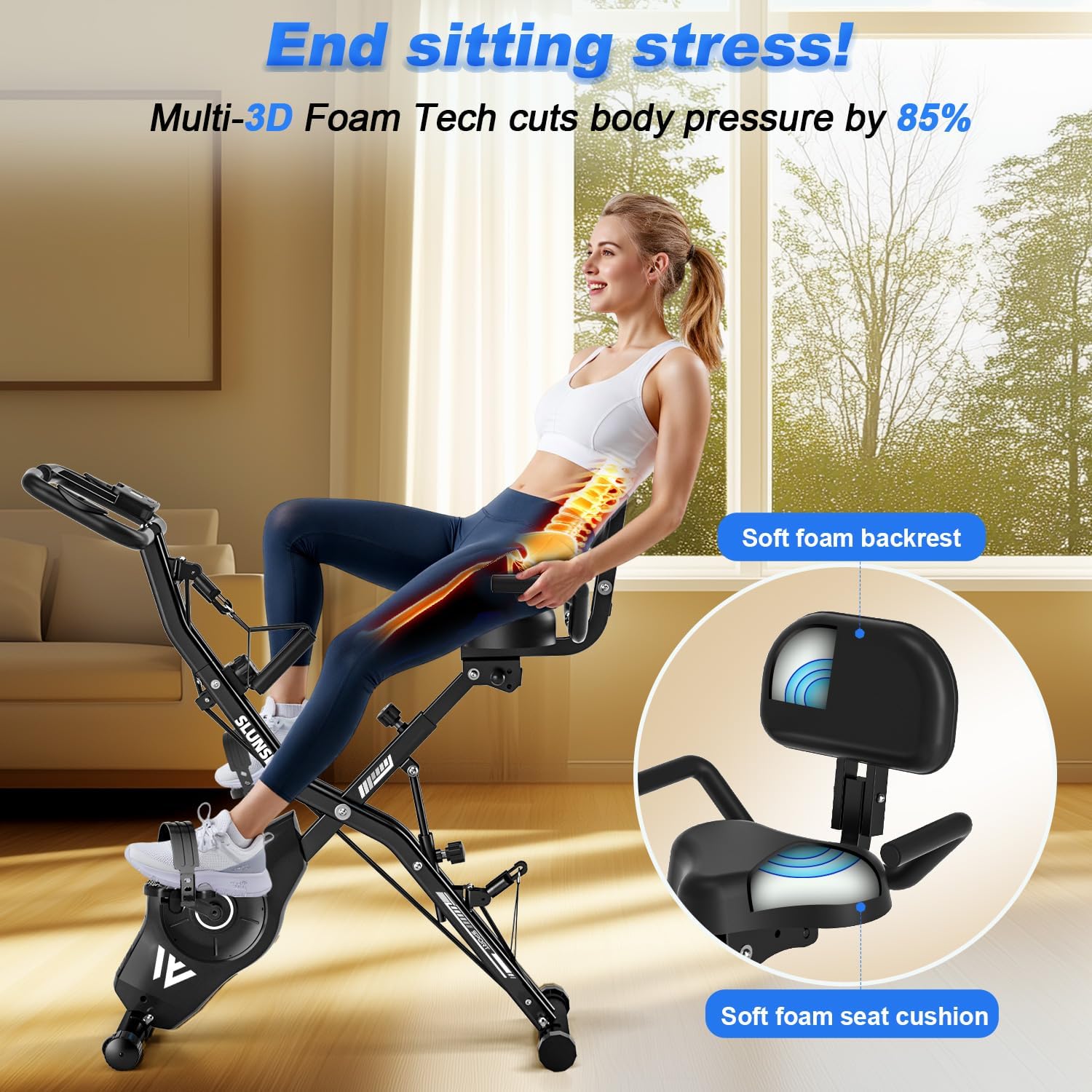 Thumbnail 6 de SLUNSE FITNESS 916 5-in-1 Folding Exercise Bike, 16-Level Magnetic Resistance