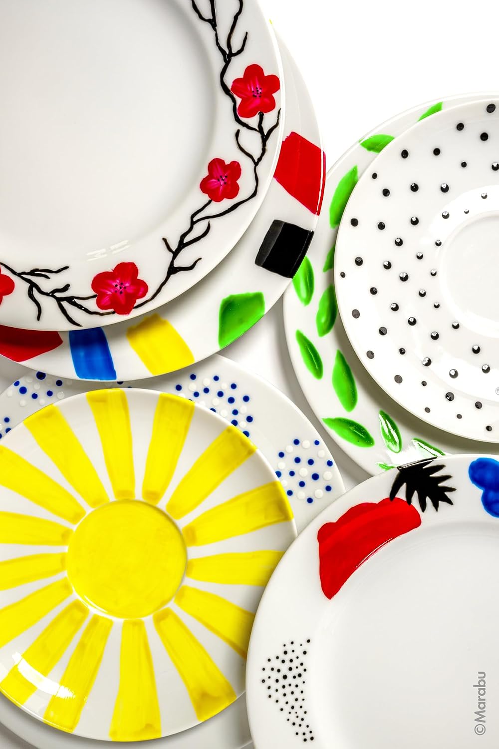 Detalle de Marabu Porcelain & Glass Starter Set Glossy – kit peinture porcelaine et verre à base d’eau