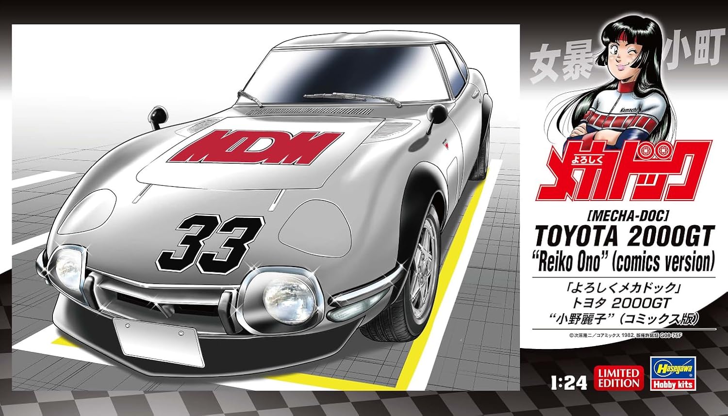 Detalle de ハセガワ SP680 よろしくメカドック トヨタ 2000GT 小野麗子 コミックス版 1/24プラモデル