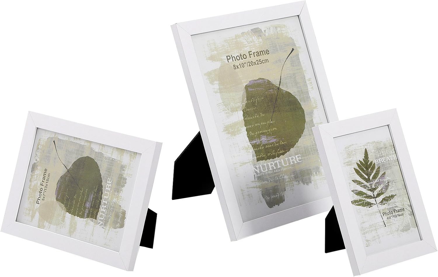 Detalle de SONGMICS Bilderrahmen 10er-Set RPF310W für 3 Größen (Kunststoffscheibe, MDF) – für 2/4/4 Fotos