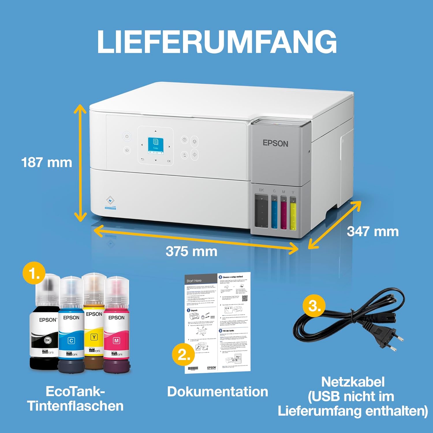 Thumbnail 6 de EcoTank ET-2956: weißer A4-Multifunktionsdrucker mit Wi‑Fi, AirPrint und Duplexdruck