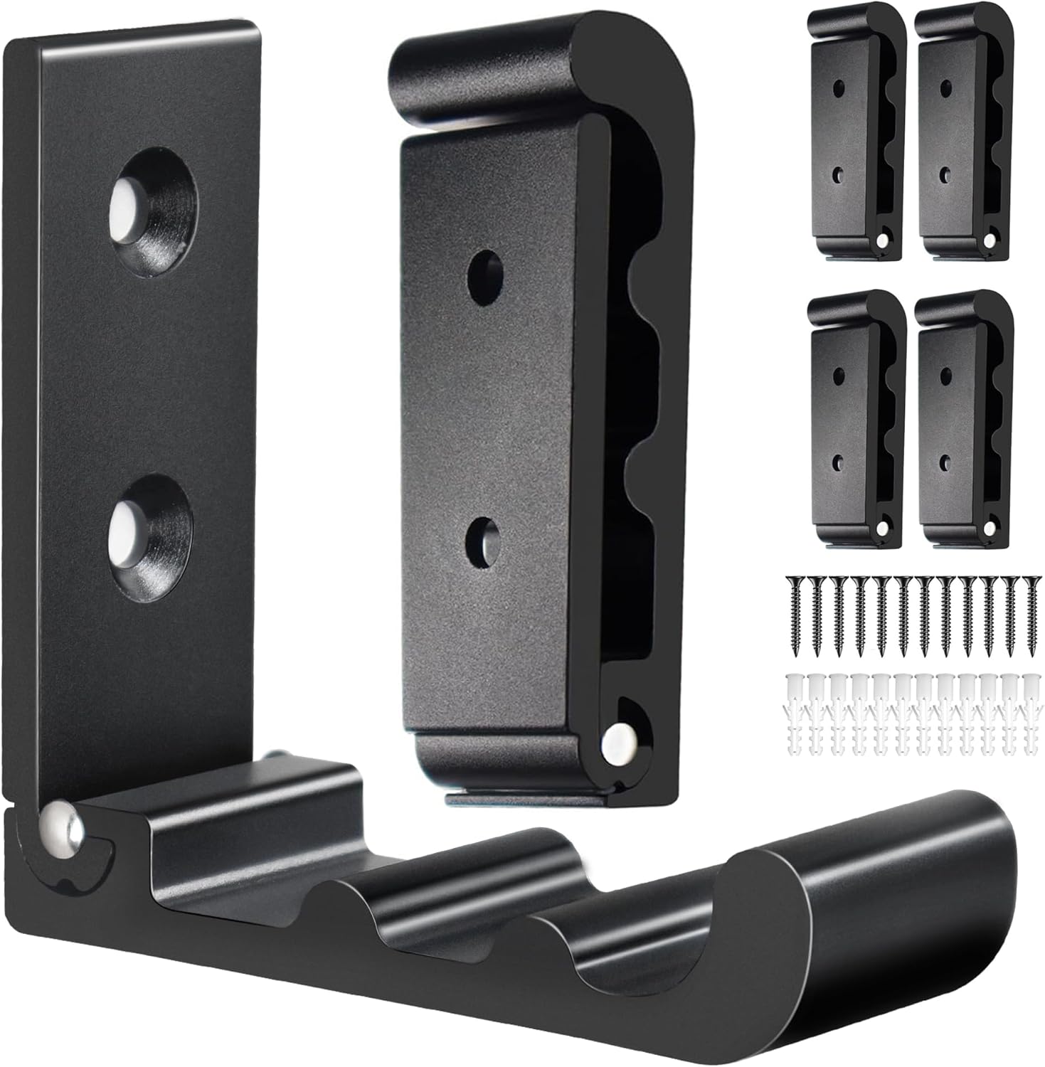 Detalle de OHIYO Lot de 6 crochets pliants noirs – ganchos muraux en aluminium multifonctions