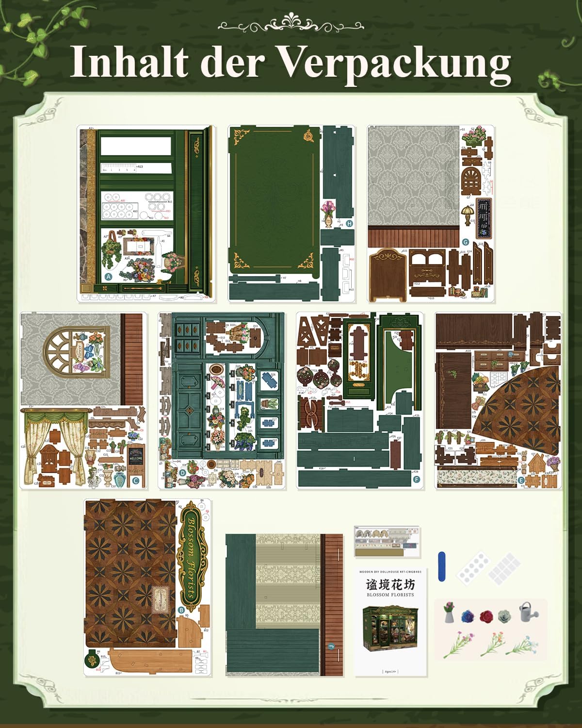 Thumbnail 5 de Cutefun Book Nook Kit – Maison Miniature en Bois à assembler avec Éclairage LED (Blossom Florists)
