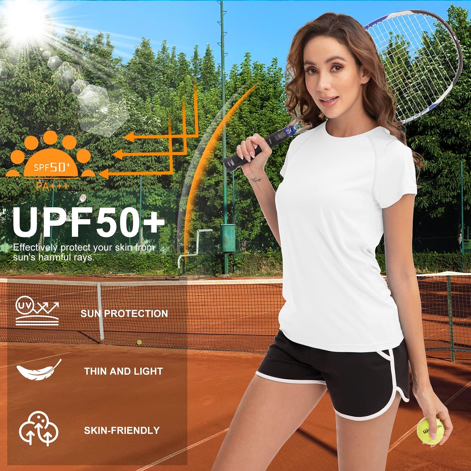 Thumbnail 4 de MEETWEE Damen Surf Shirt Rash Guard UV 50+ Kurzarm – stilvoller UV-Schutz fürs Wasser