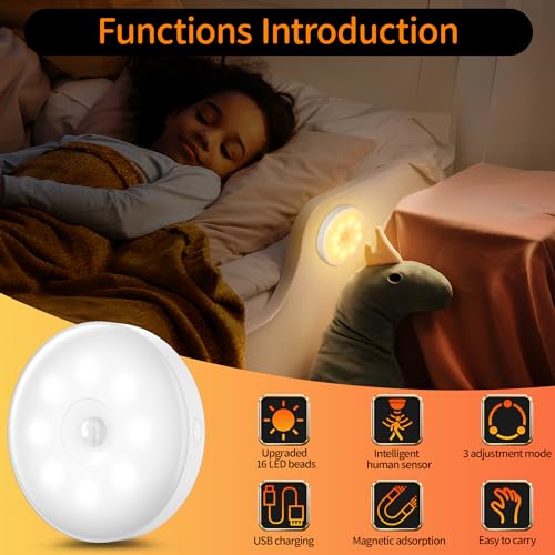 Thumbnail 1 de daphomeu 6 Pack de luces LED con sensor de movimiento USB recargable para escaleras, armario y estancias interiores