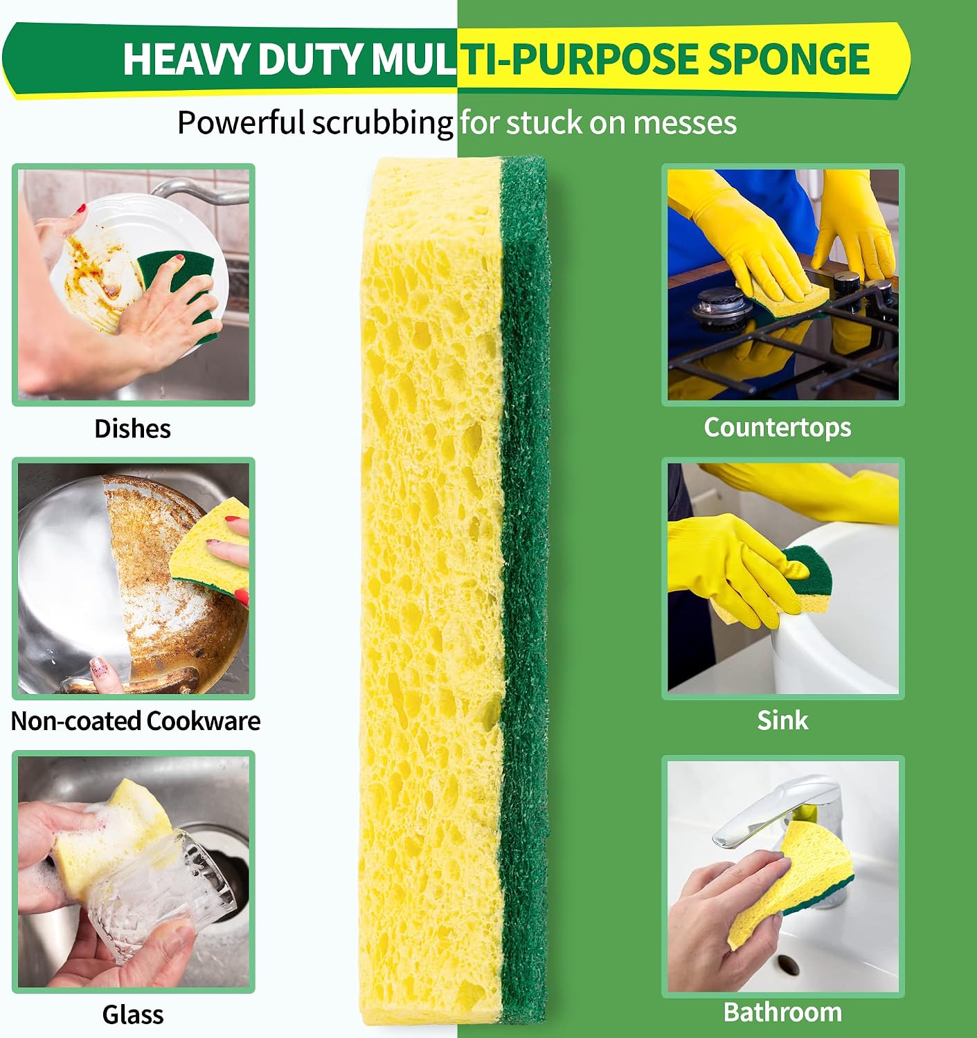 Detalle 2 de HOMERHYME 24 PK Heavy Duty Dish Kitchen Sponges, Dual-Sided Ergonomic Design