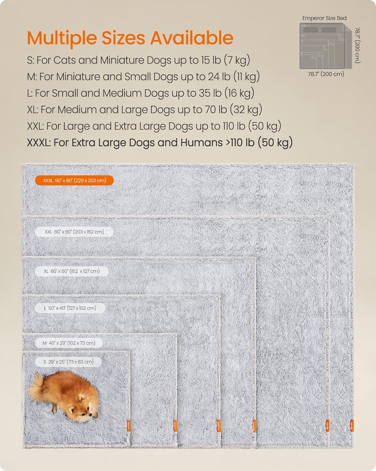 Thumbnail 5 de Feandrea Waterproof Dog Blanket (229 x 203 cm) Sherpa Fleece Reversible XXL/XXXL Grey Ombré