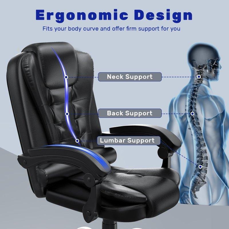 Thumbnail 1 de Silla de oficina Naspaluro ergonómica (360°) con reposabrazos ajustable, negro