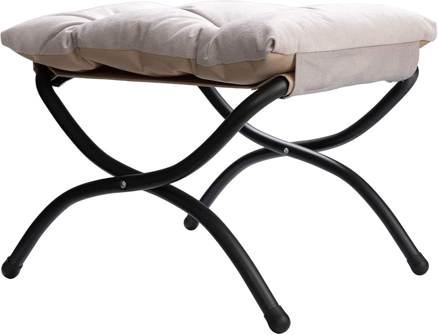 Thumbnail 4 de HollyHOME klappbarer Fußhocker mit gepolsterter Sitzfläche und Metallbeinen (Faltbar), Grau
