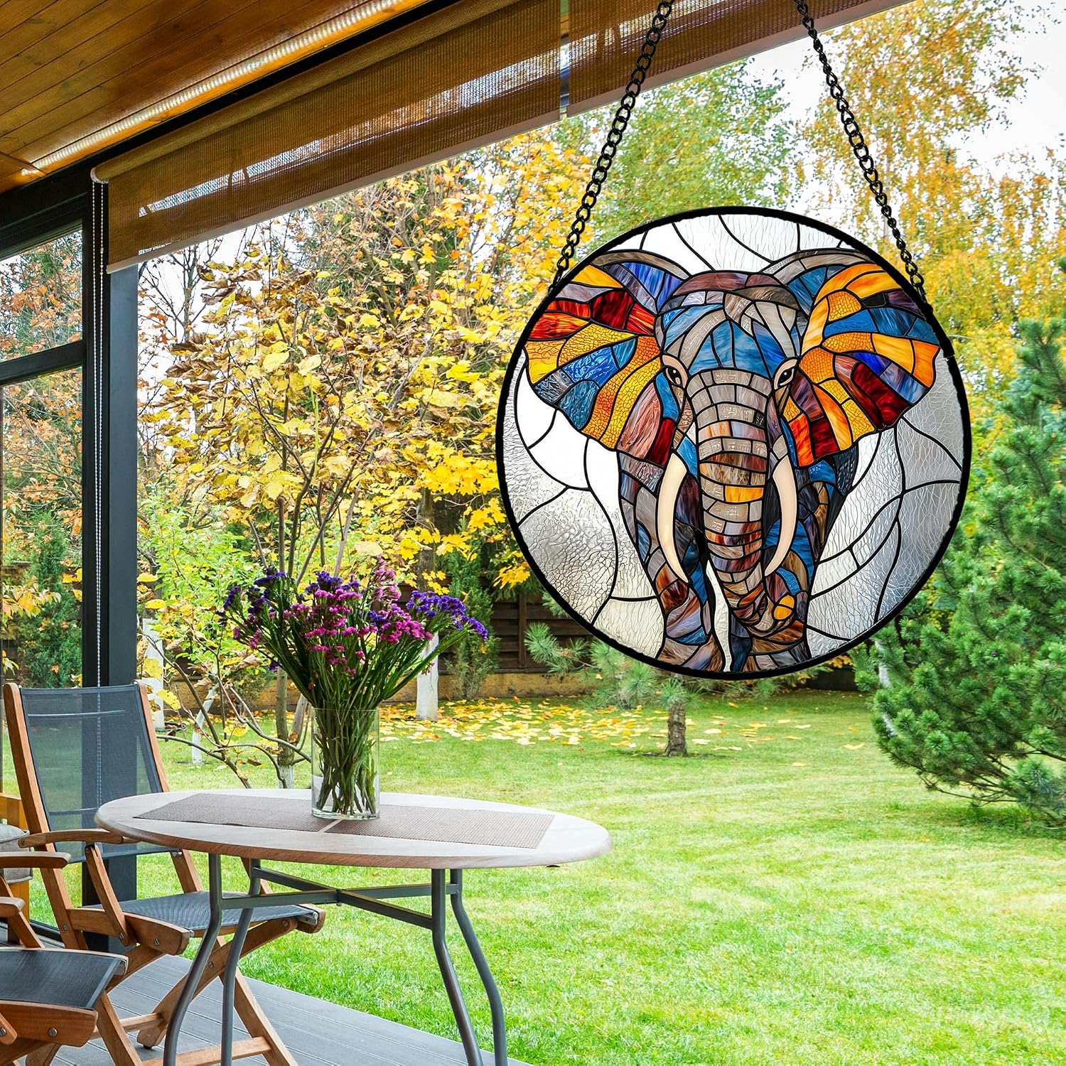Detalle 2 de AMDERVEN Elephant Glass Sun Catcher, 7.8-Inch Window Hanging
