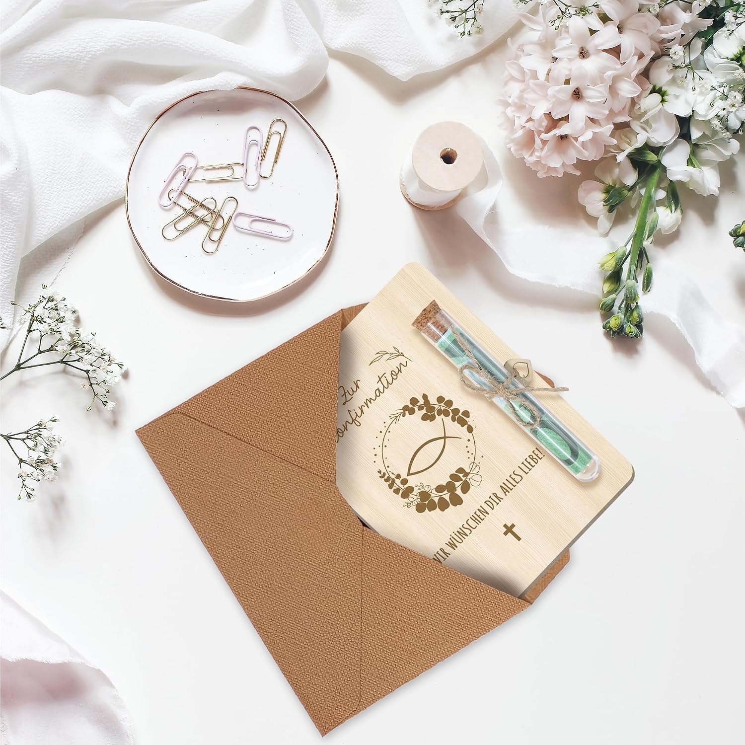 Thumbnail 6 de Dreaku Konfirmation Geschenk-Set: Geldgeschenke-Verpackung mit Reagenzglas und Holzkarte