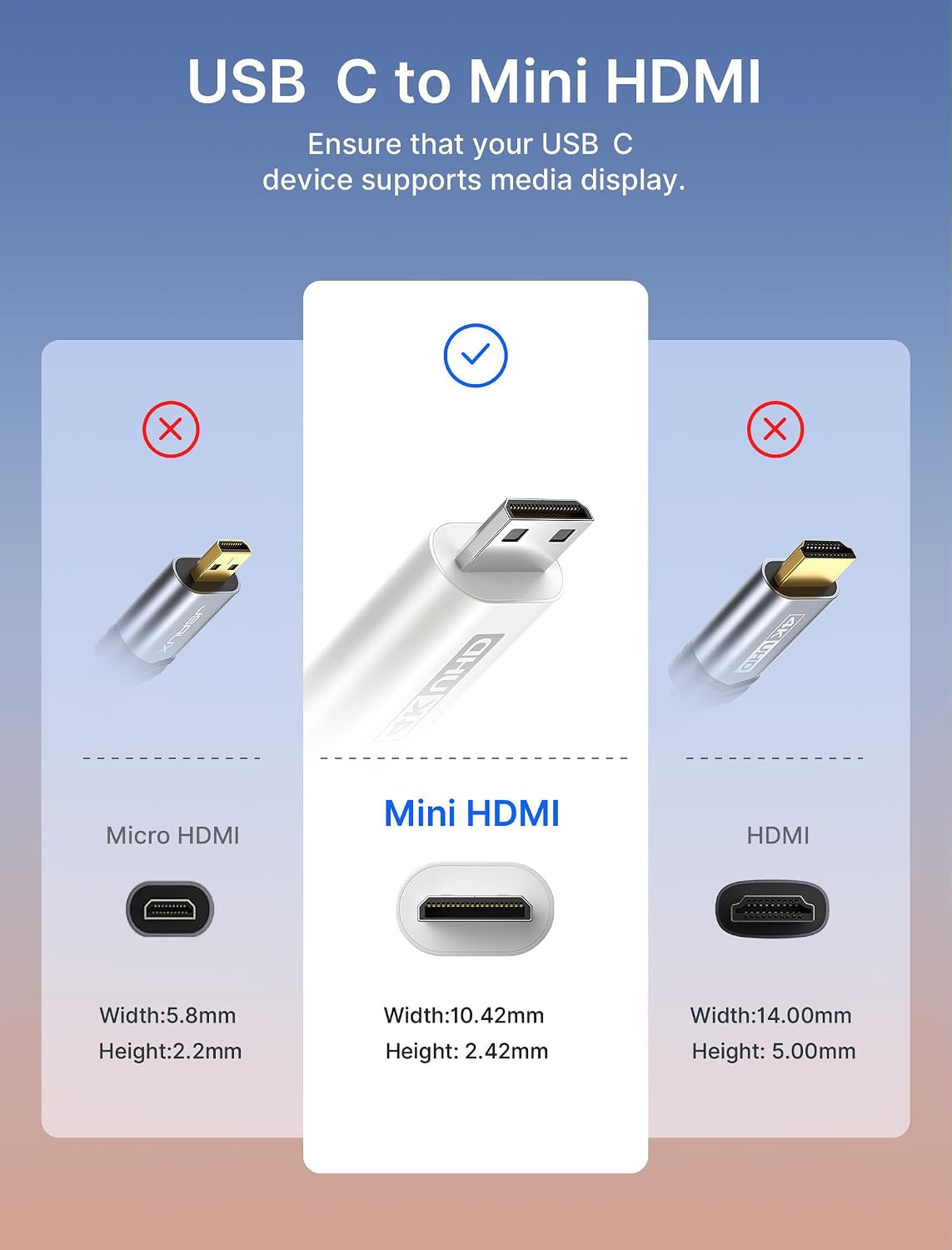 Thumbnail 4 de JSAUX USB C to Mini HDMI Cable 10FT