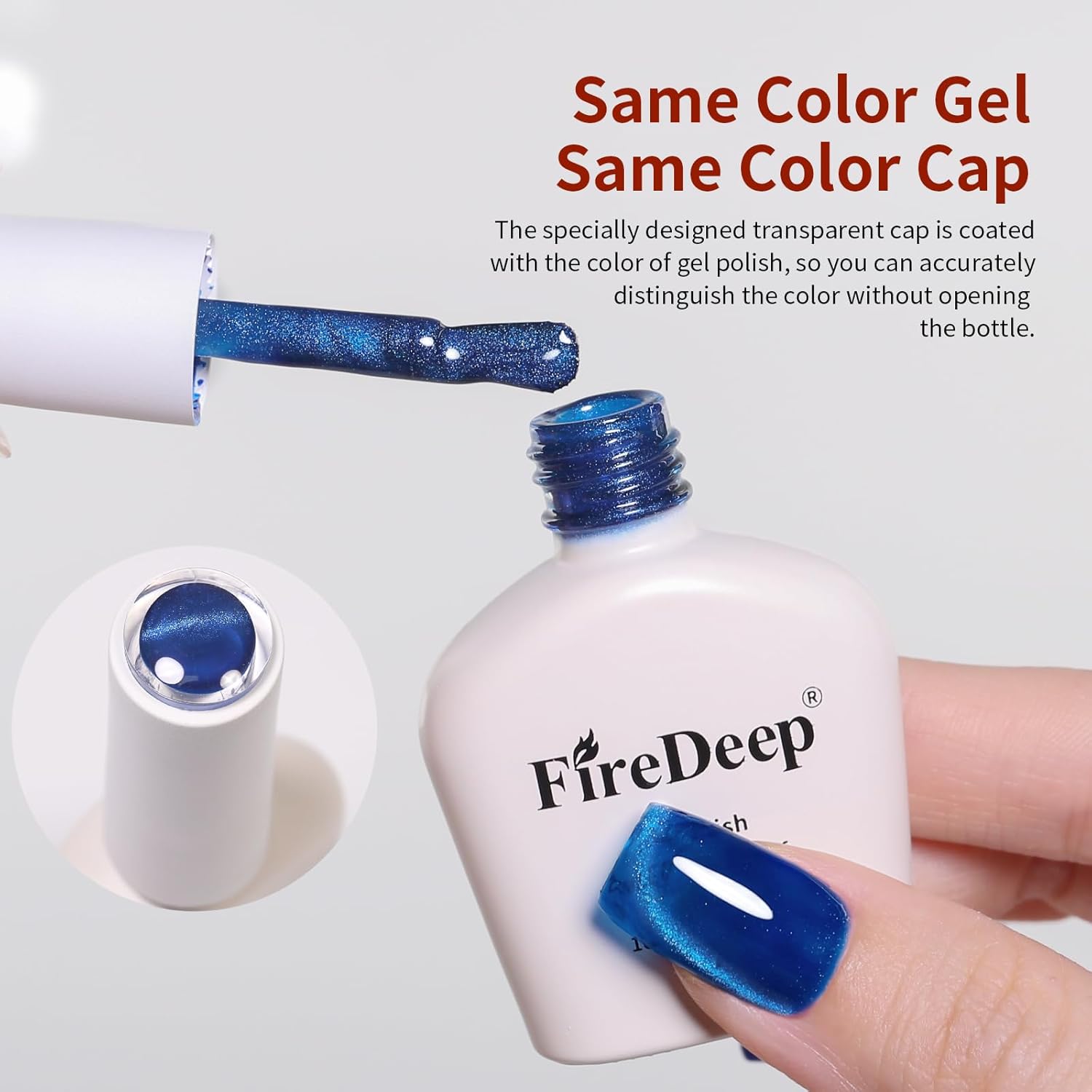 Thumbnail 3 de Firedeep 10 ml HEMA-freier blauer Katzenaugen-Gellack mit Magnet, UV/LED – Marineblau mit Glitzer