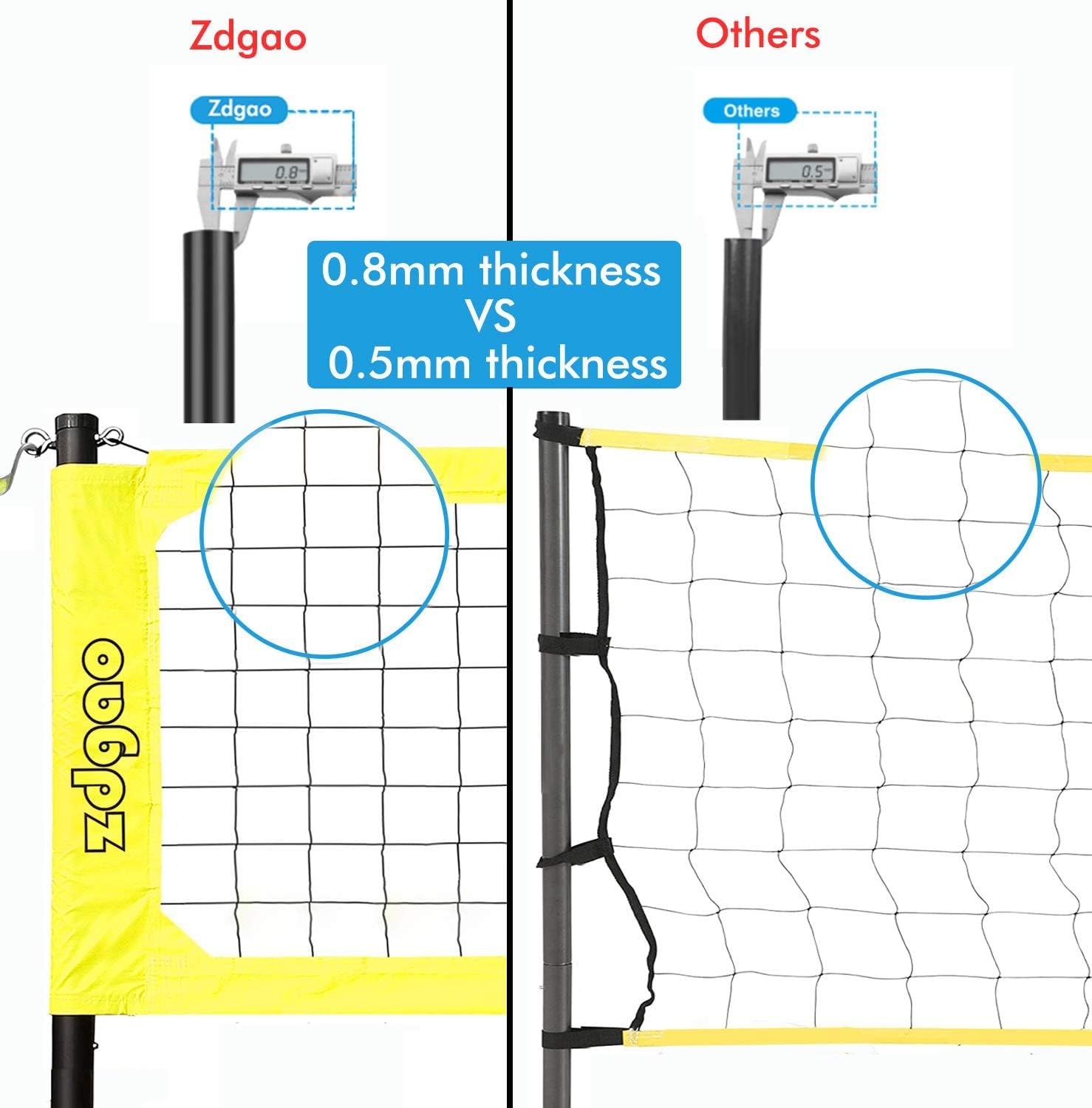 Detalle 2 de Zdgao 32-Foot Outdoor Volleyball Net Set with 1.6-Inch Metal Poles