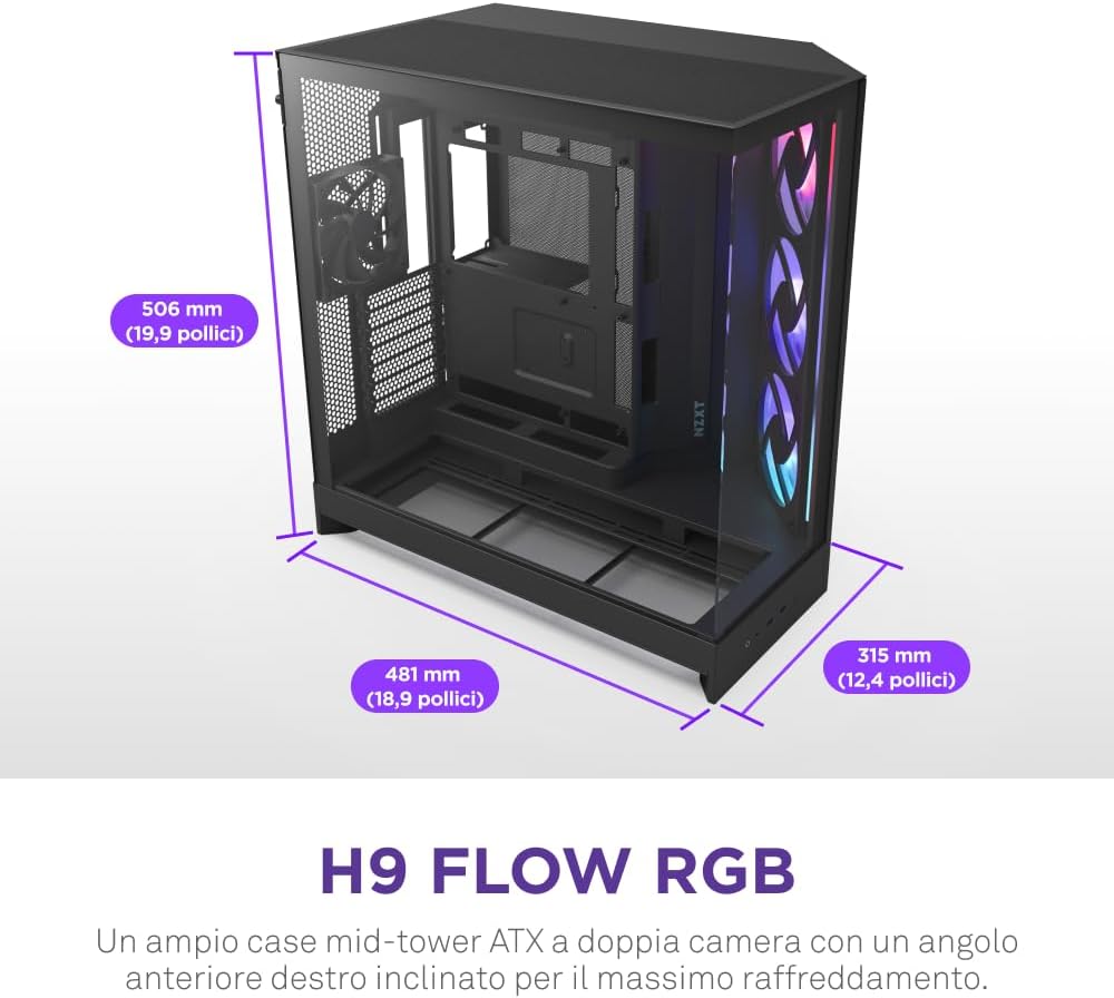 Detalle 2 de NZXT H9 Flow RGB 2025 case PC 420mm