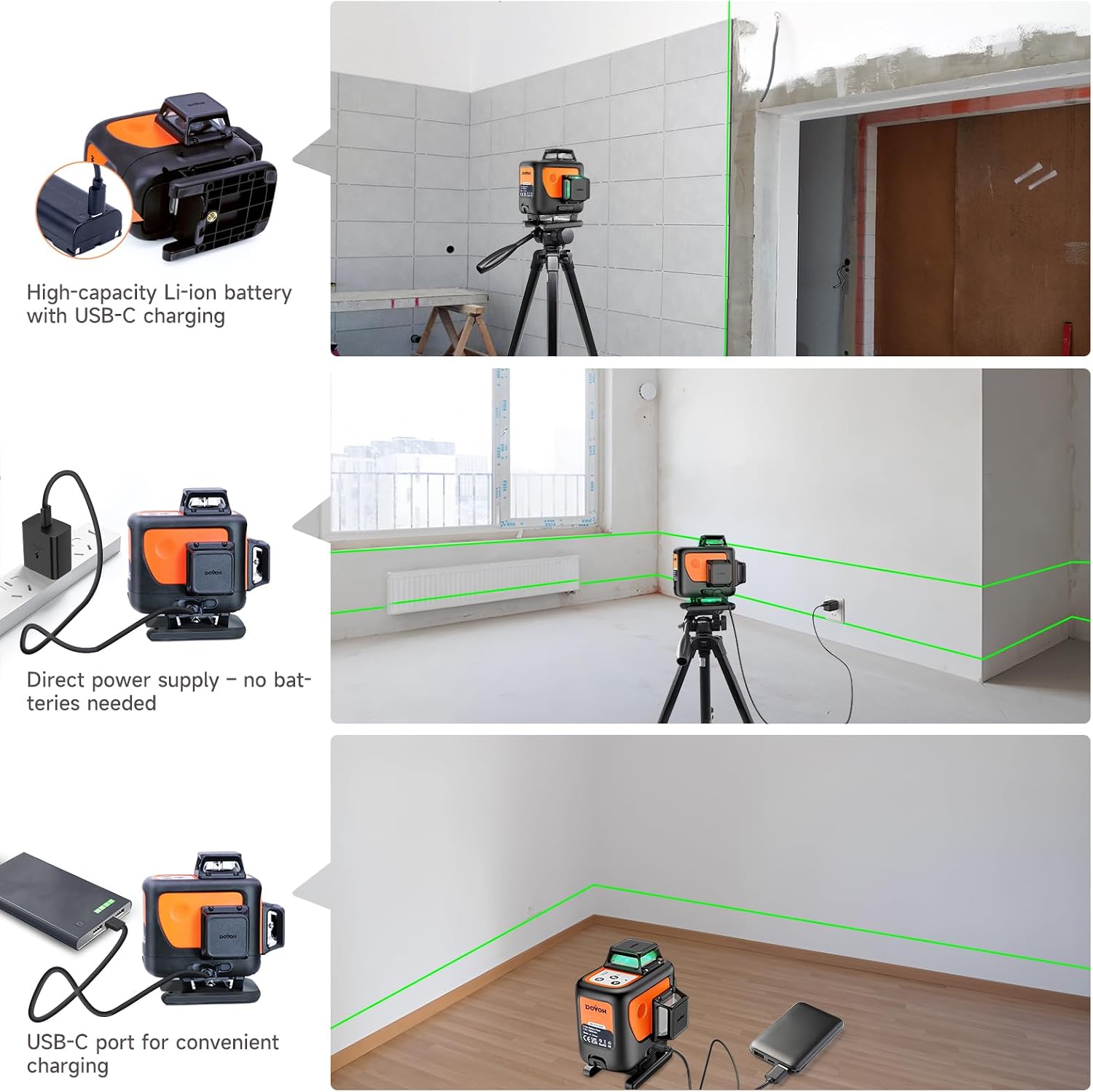 Thumbnail 4 de DOVOH Y4-360G 4D Self-Levelling 360° Green Laser Level (4-Plane)