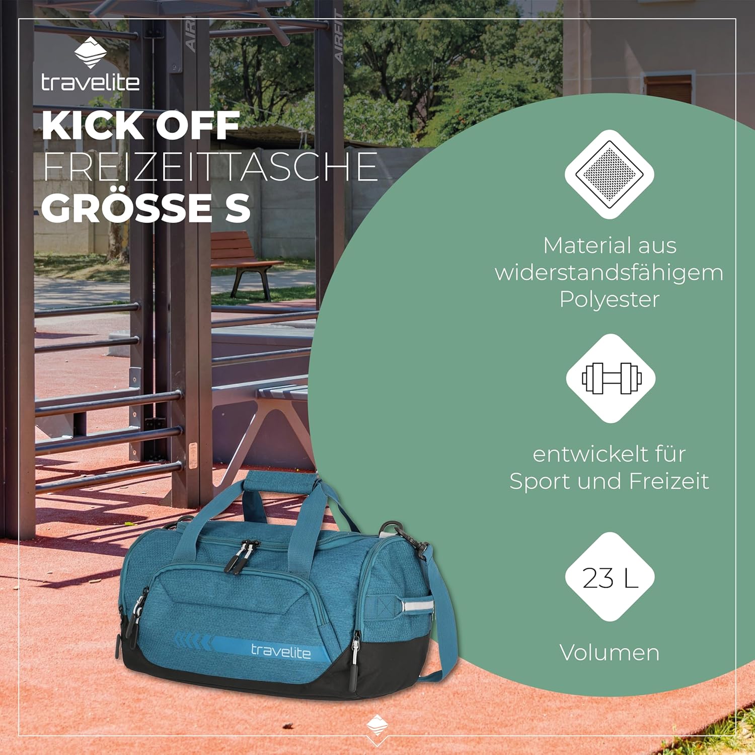 Detalle de travelite Reisetasche Handgepäck „Kick Off“ als Weekender (40 cm, 23 Liter) – leicht & für Sport/Urlaub