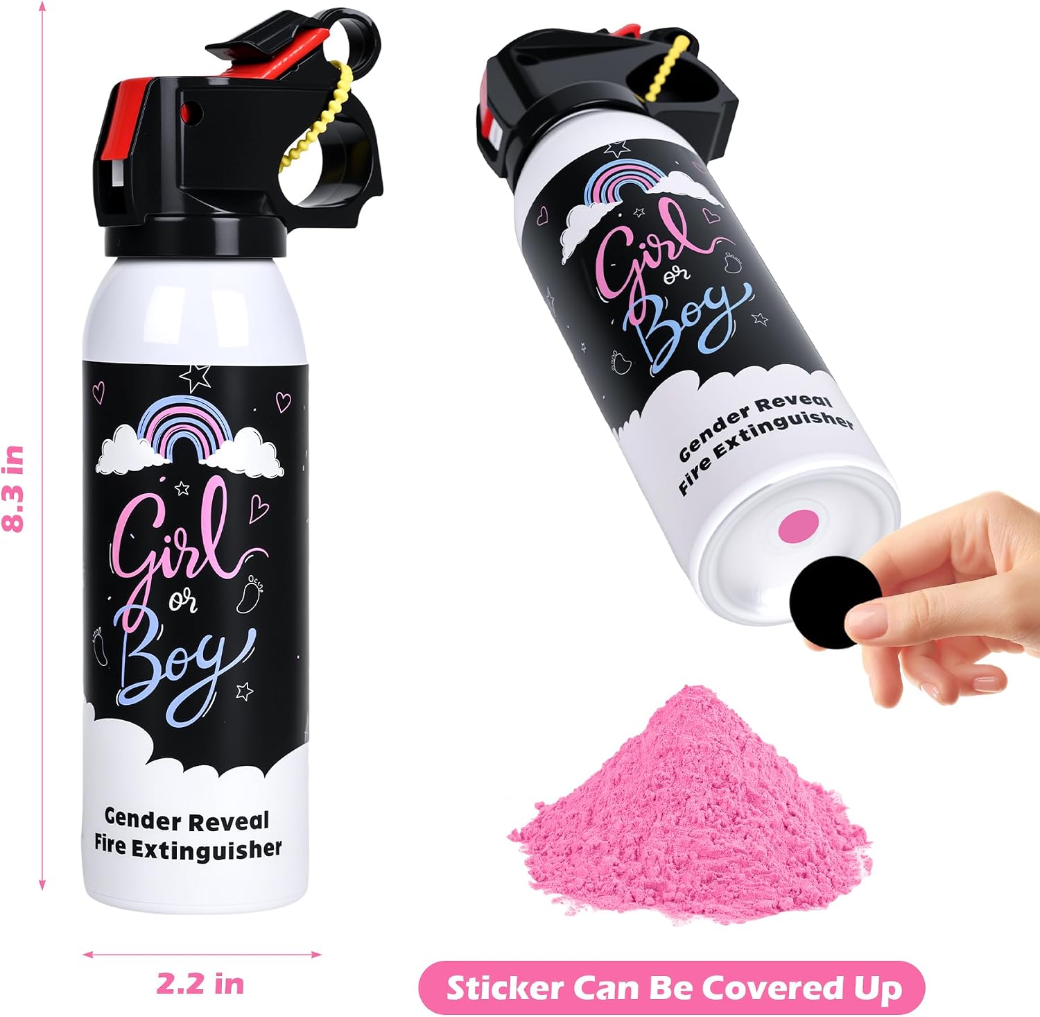 Thumbnail 6 de Roze poederspray voor genderreveal, 2 spuitbussen met maïszetmeel
