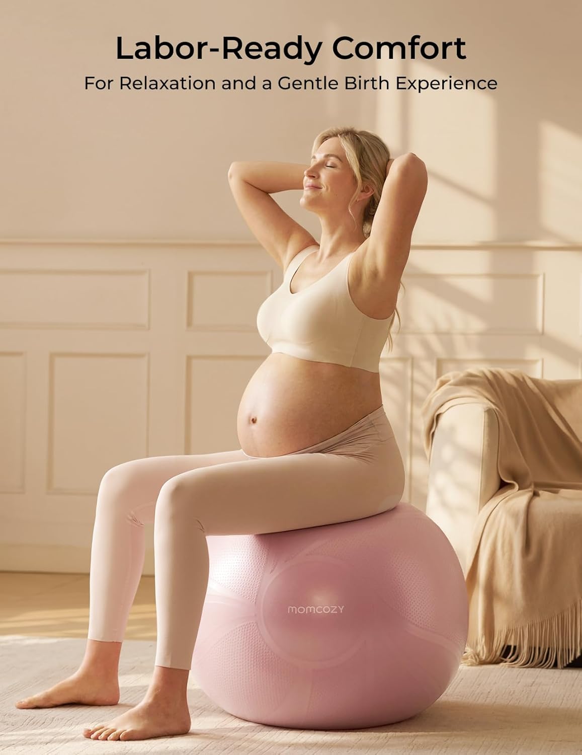 Detalle de Momcozy BirthEase Pregnancy Ball Set: Full-Journey App-Based Courses & Safe Maternity Exercise Ball