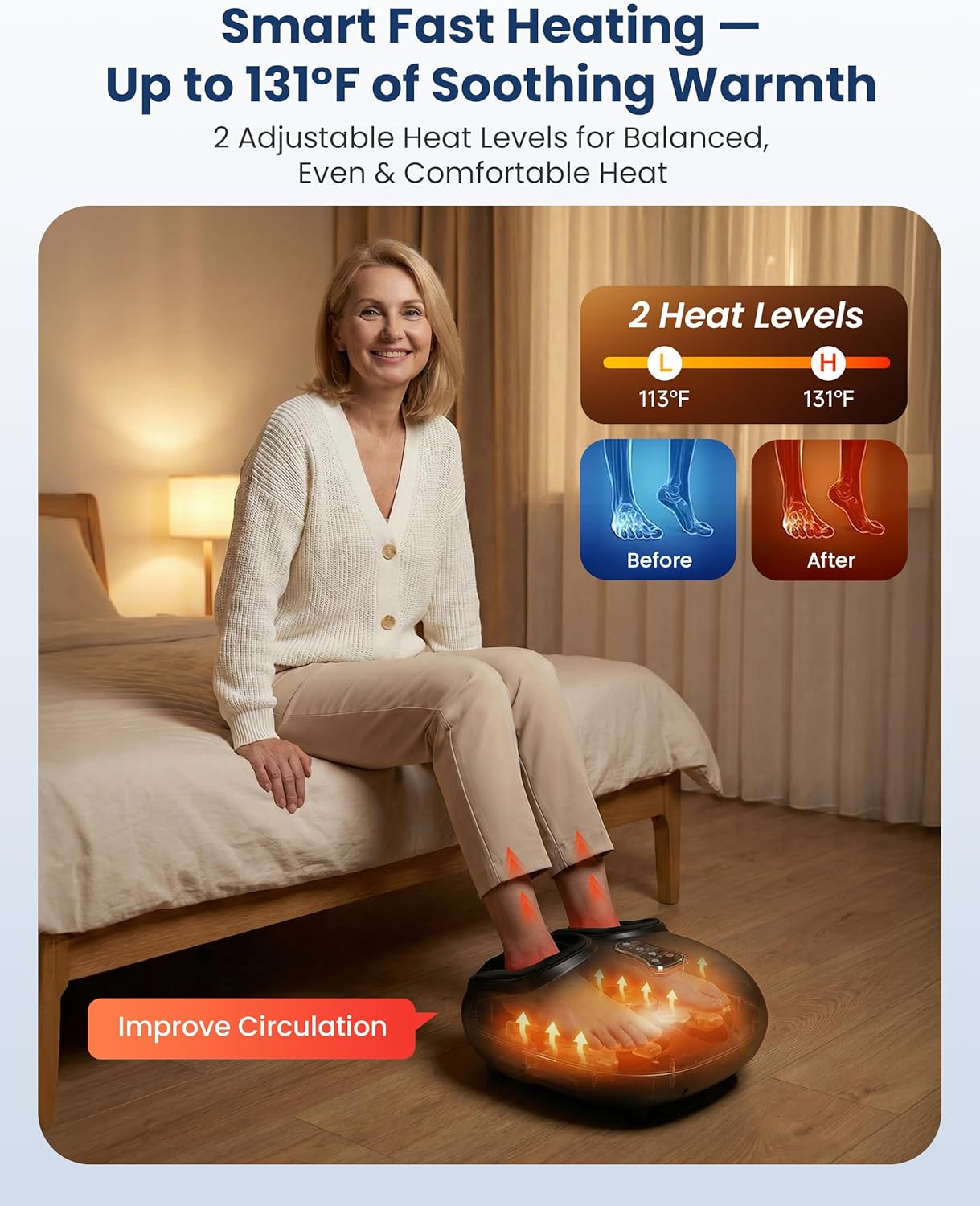 Detalle 2 de COMFIER Shiatsu Foot Massager with Heat, Vibration, Rolling Compression ⚙