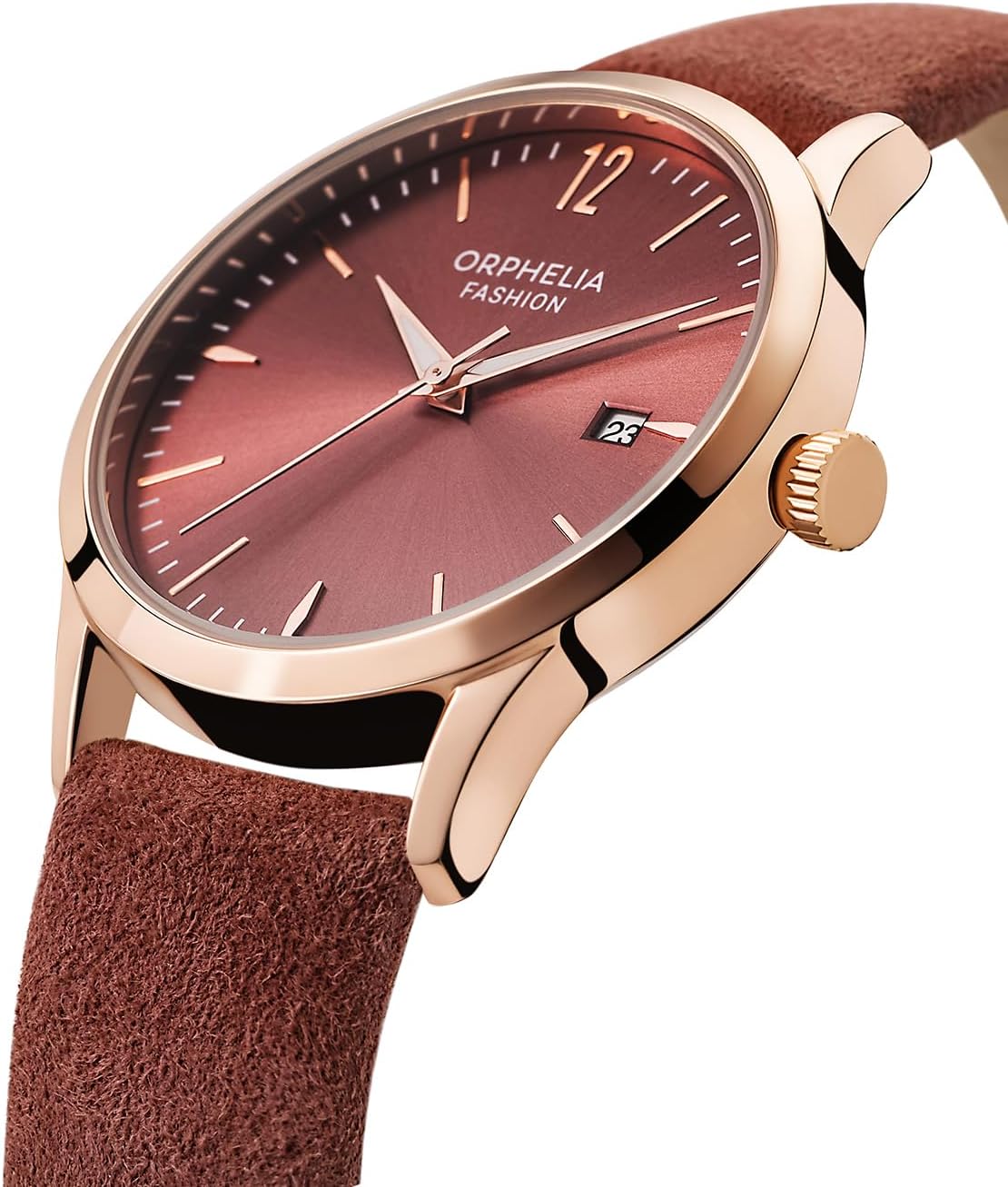 Detalle de Orphelia Fashion Orologio da polso da donna, analogico, Suede in Pelle – cassa oro rosa