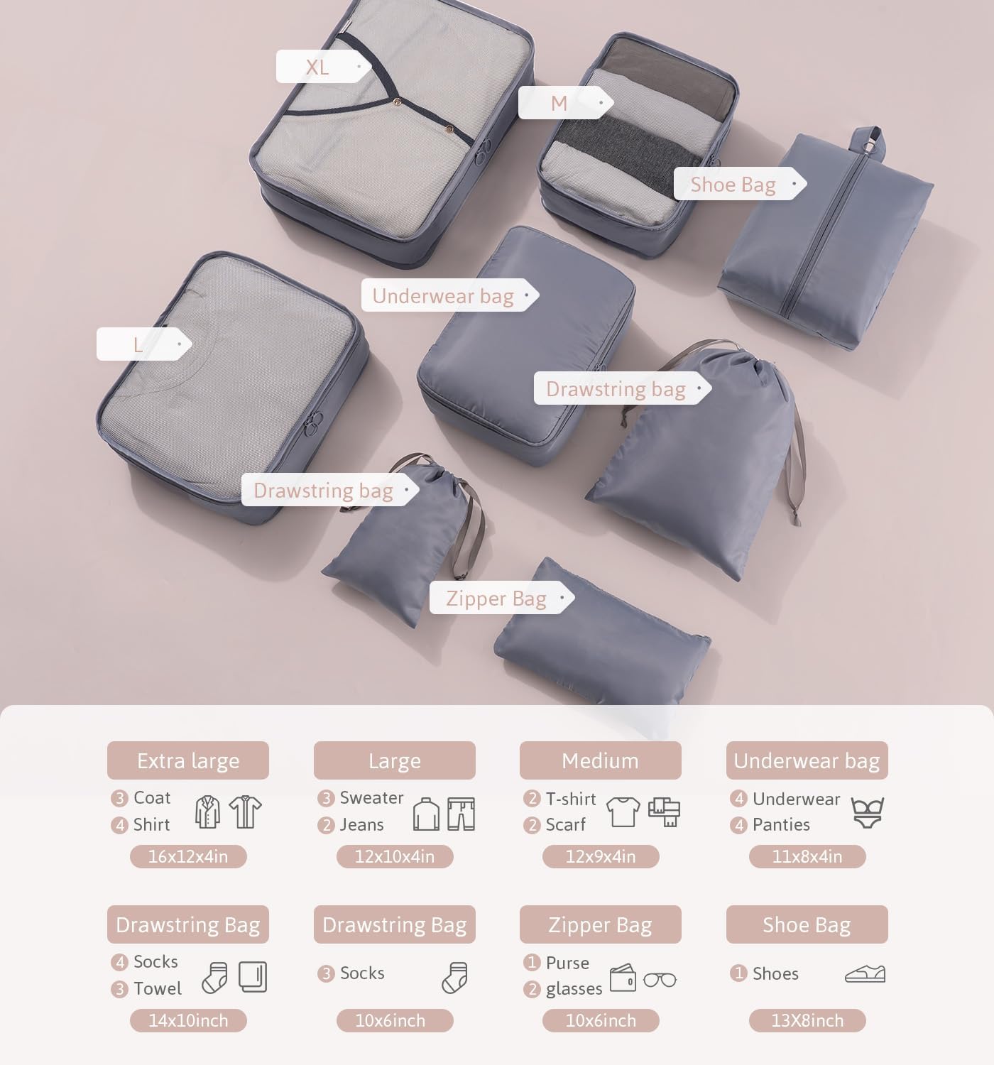 Thumbnail 5 de Meowoo Koffer Organizer Set 8-teilig