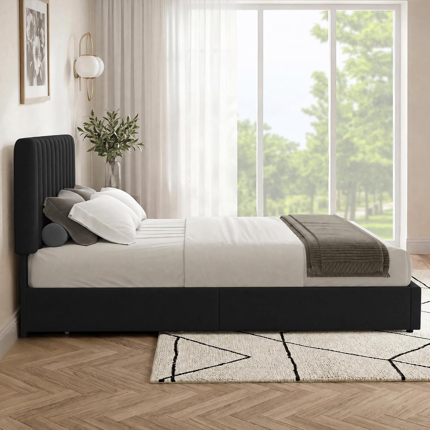 Detalle de VECELO Upholstered Bed Frame, Full Size