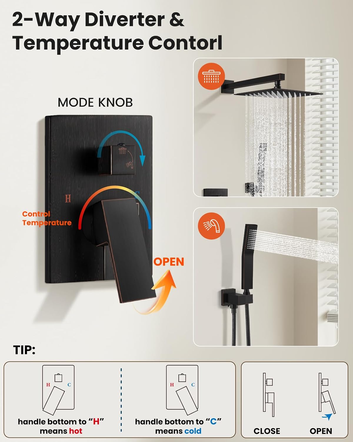Thumbnail 6 de gotonovo B098TMYKXC Shower Faucet Set, 10-Inch Rain Head and Handheld Spray