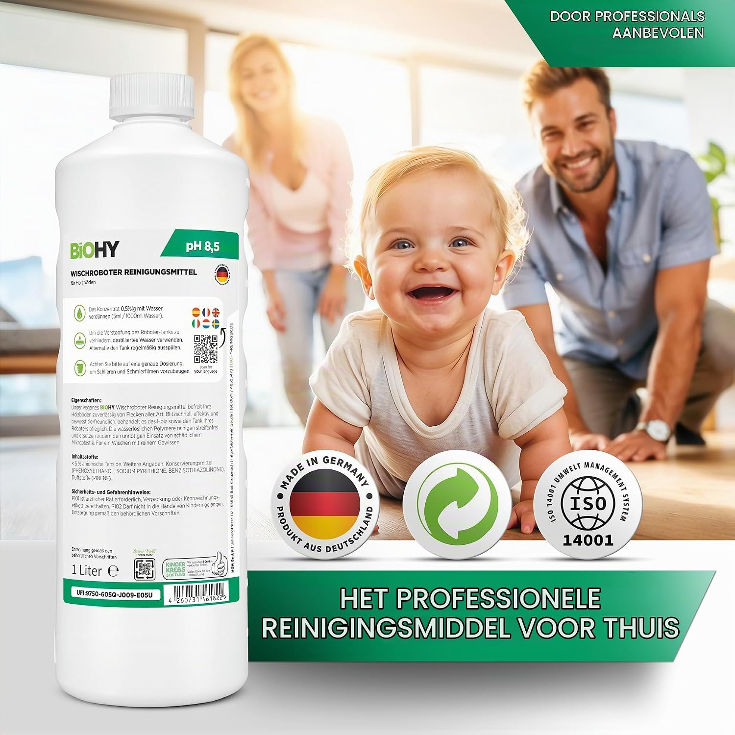 Detalle de BIOHY vloerreiniger voor dweilrobots, concentraat voor parket en laminaat, 1 liter