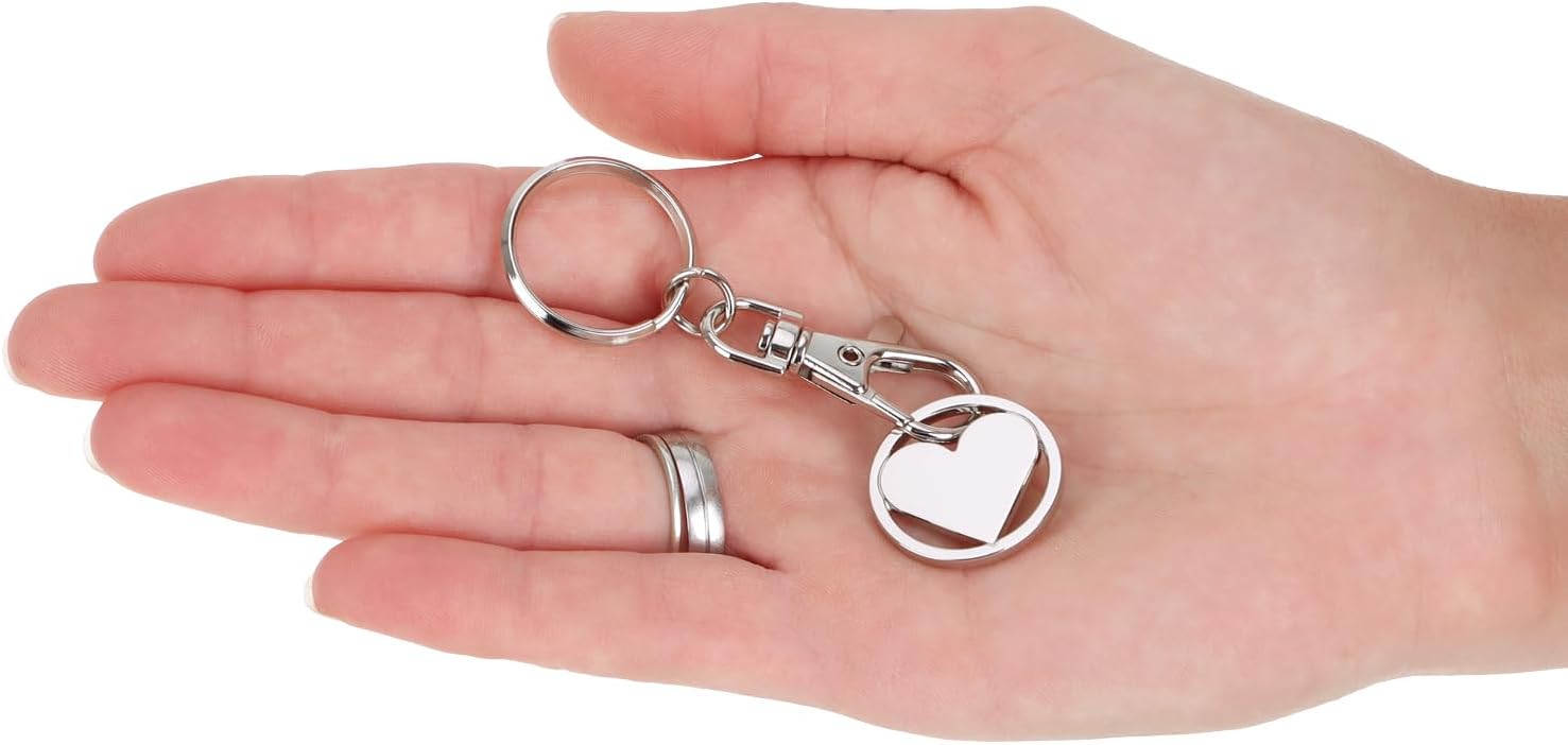 Thumbnail 4 de com-four® 5x Schlüsselanhänger aus Metall mit Karabinerhaken und Einkaufswagenchip – abnehmbarer Chip als Glücksbringer (5er Set)