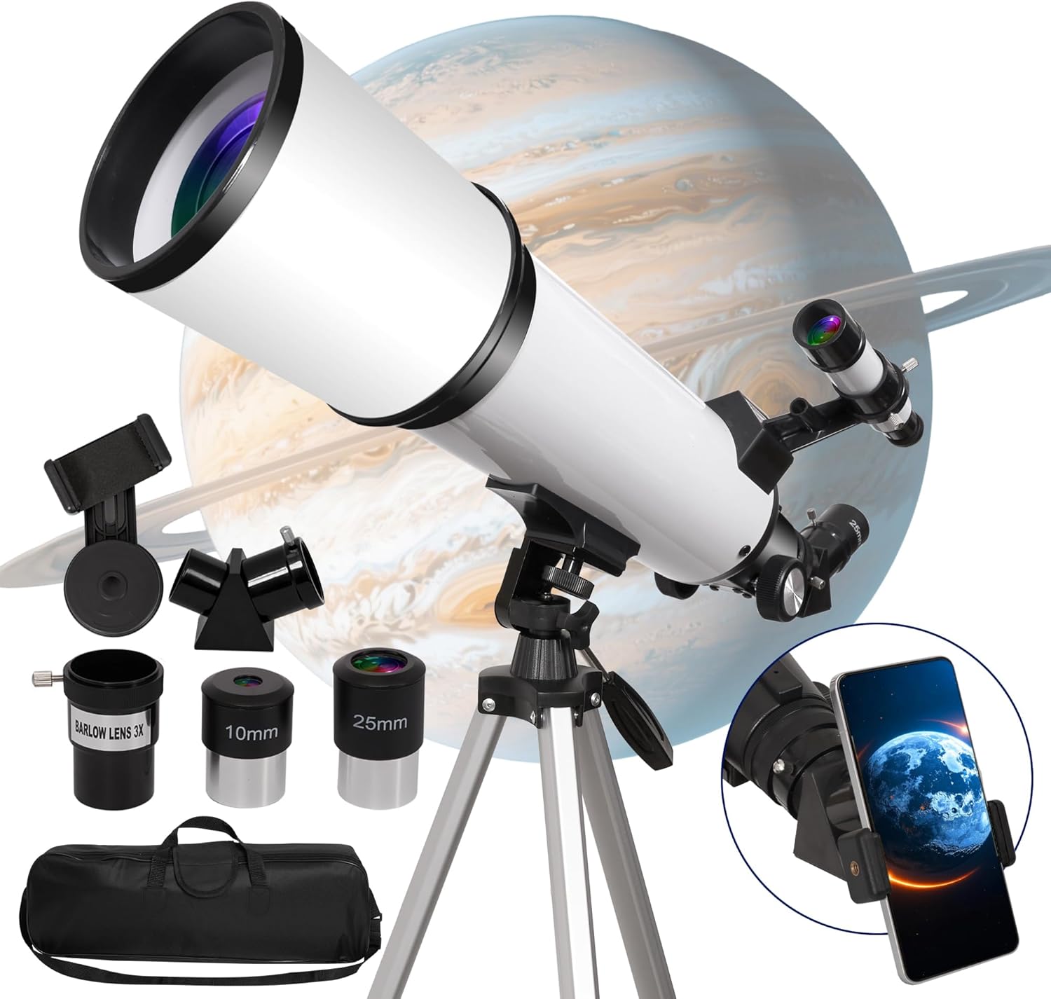 Thumbnail 6 de 80mm Aperture Refractor Telescope for Adults: Portable, Bright, and Ready for Stargazing
