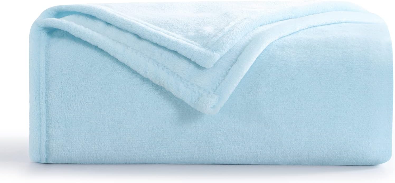 Imagen de Aisbo Light Blue Throws Blanket for Sofas – 130x150cm Single Fluffy Fleece Throw en OfertitasTOP