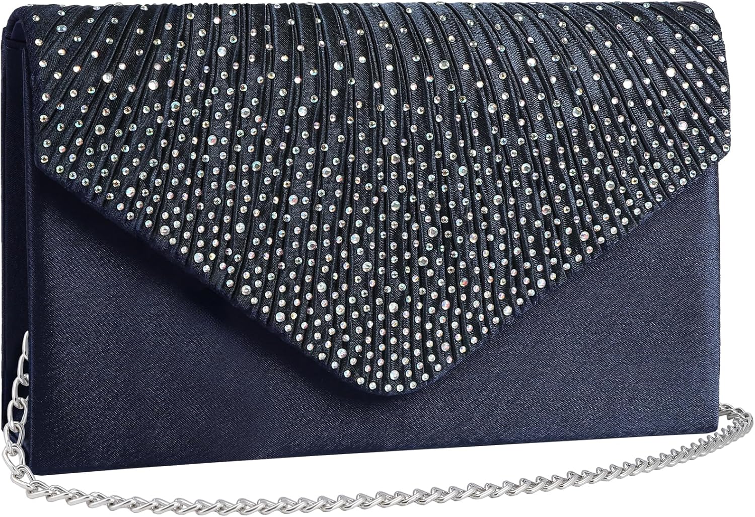 Detalle de Wocharm Satin Diamante Clutch Bag: Evening Classic for Weddings, Proms and More