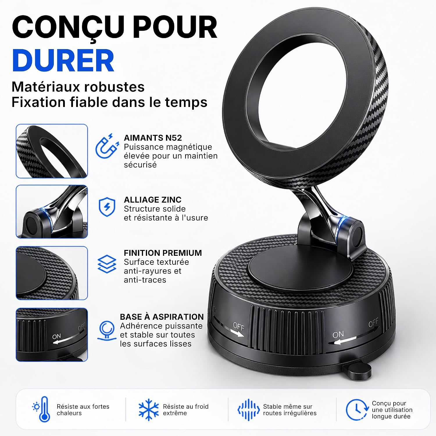 Thumbnail 6 de Novecia Support Téléphone Voiture Magnétique – Fixation à Aspiration Ultra Stable, MagSafe Compatible