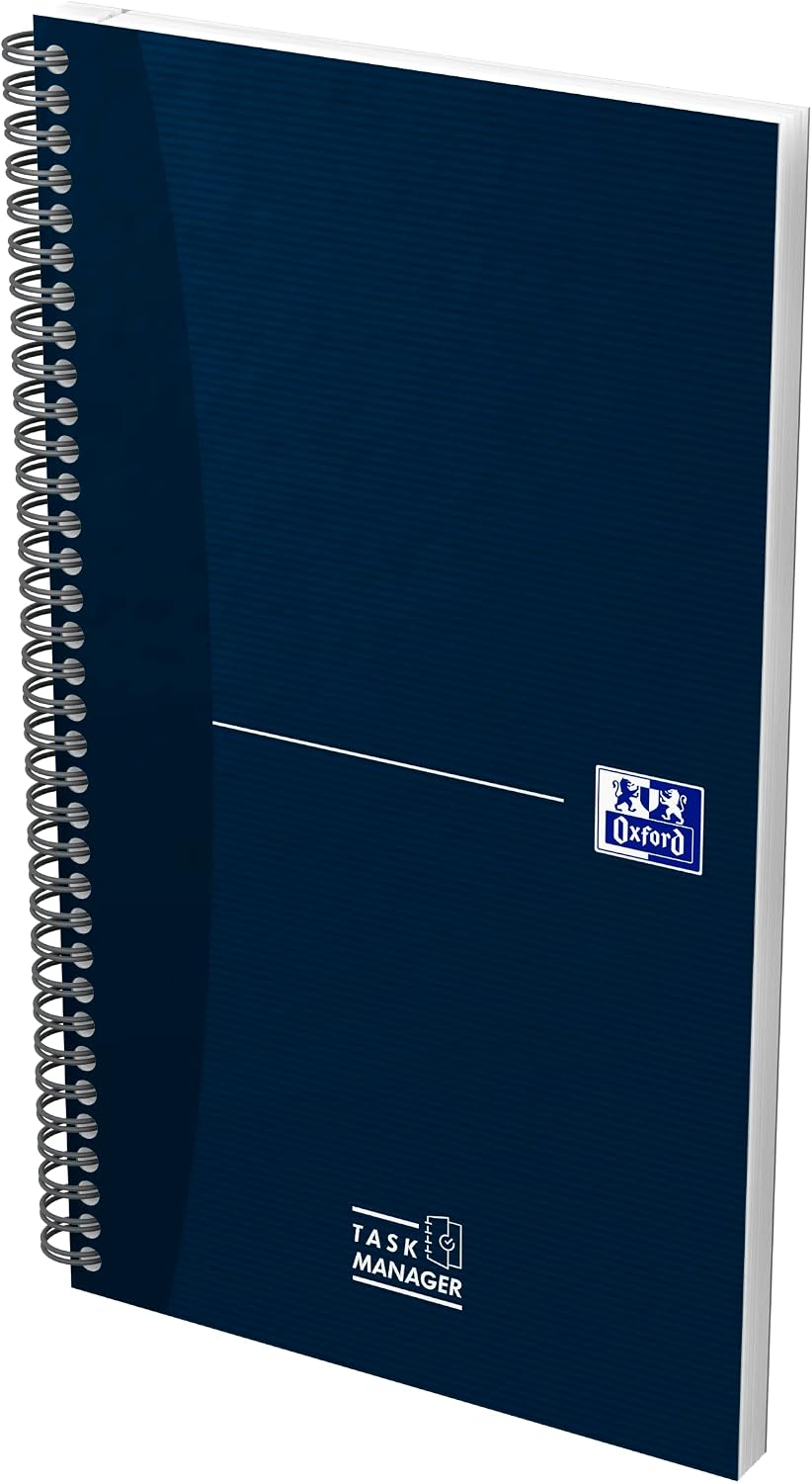 Detalle de Oxford Task Manager: To-Do-Listen-Notizbuch mit Spiralbindung, blau, 460 Seiten