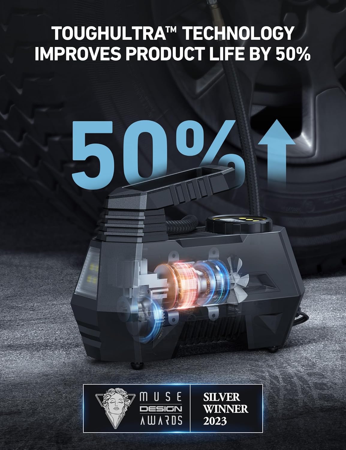 Detalle 2 de AstroAI Tire Inflator Portable Air Compressor 12V