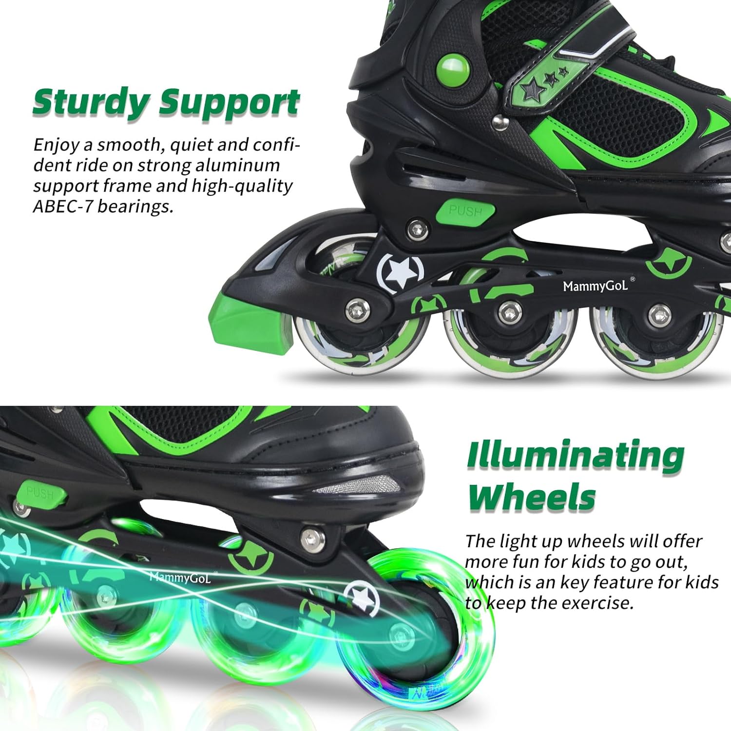 Thumbnail 2 de MammyGol Adjustable Inline Skates for Kids (Ages 4–16) with Light-Up Wheels