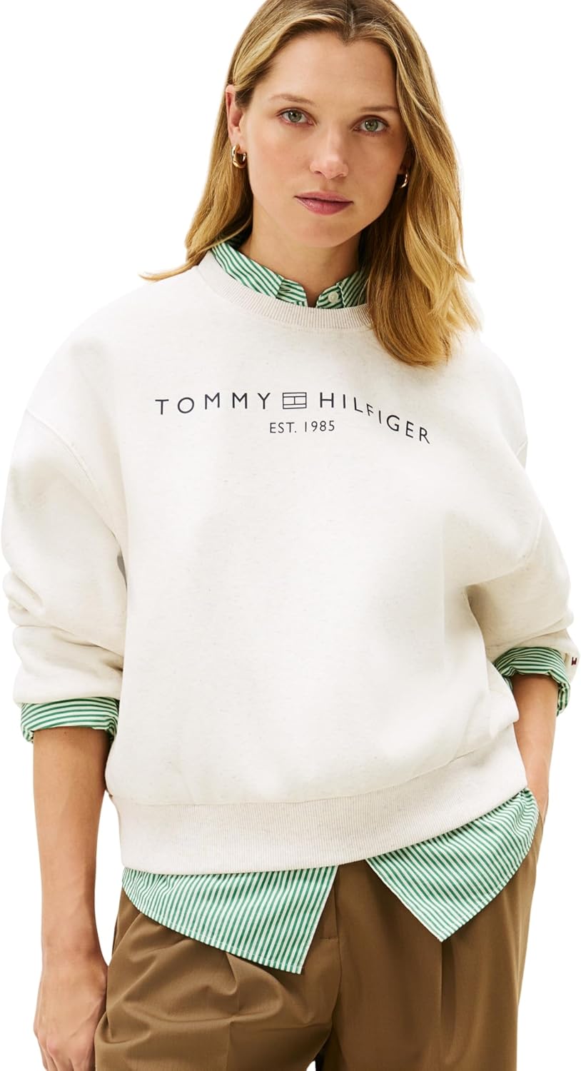 Detalle de Tommy Hilfiger Corp Logo Felpa donna