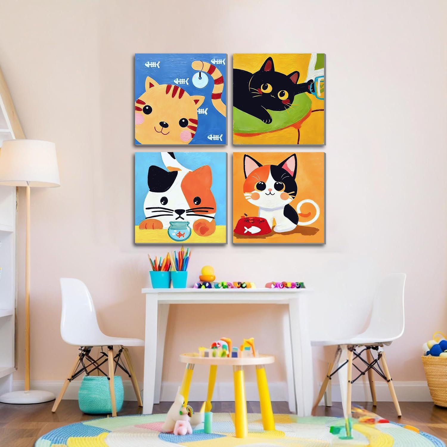 Thumbnail 4 de WEMEON 4 Pack Paint by Numbers for Children with Framed and Easel – 8x8 Inch