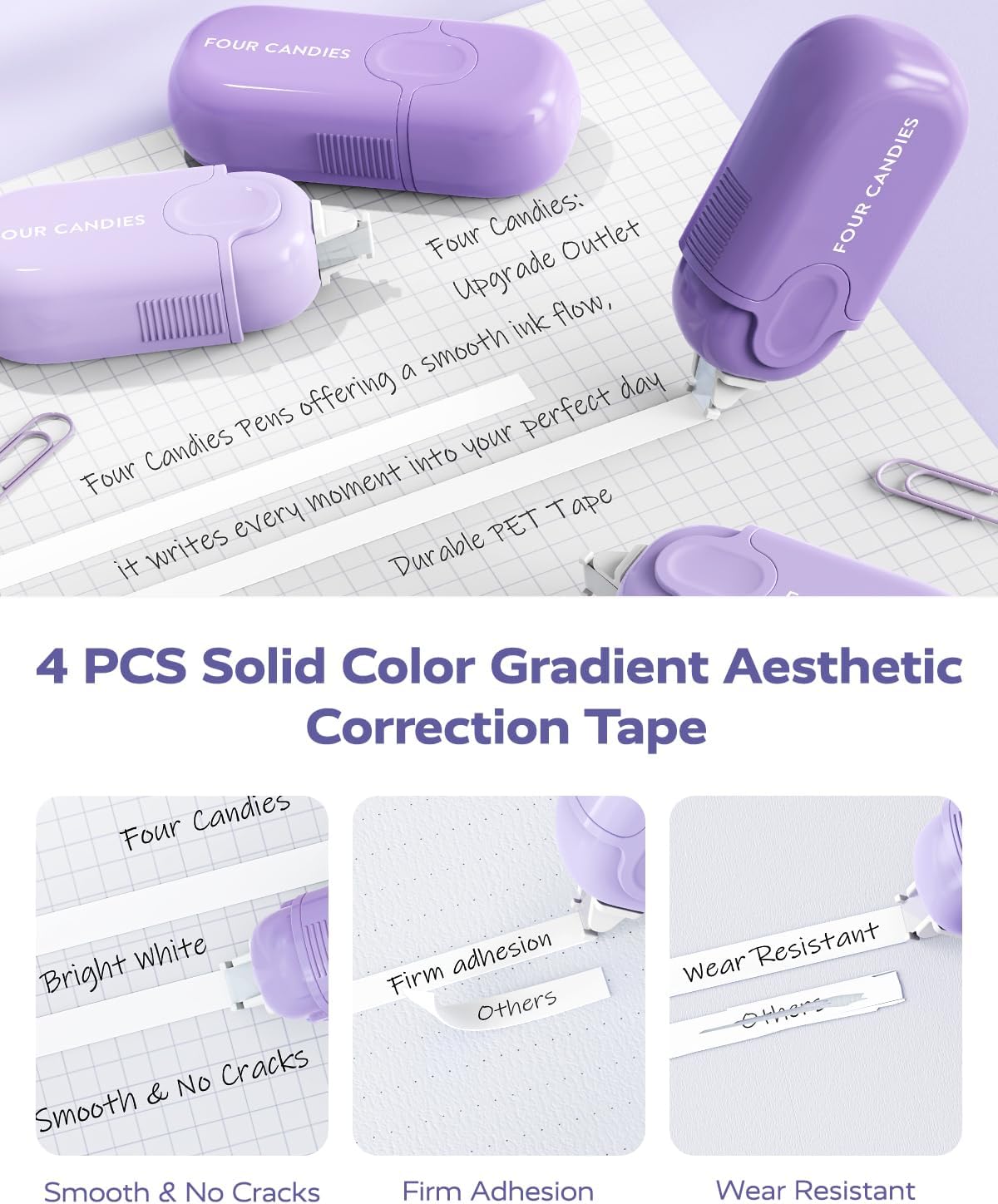 Detalle de Four Candies Stationery Set with Purple Case