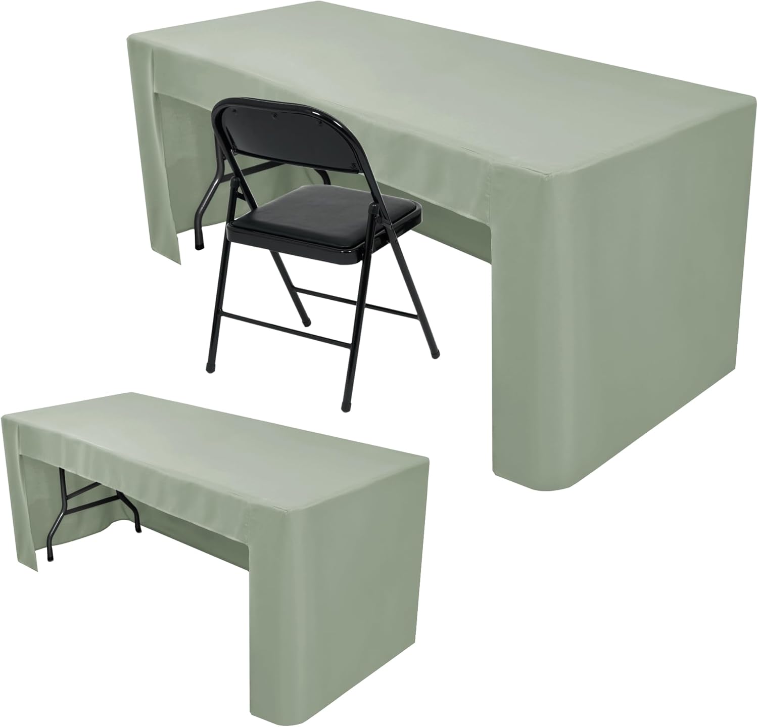Detalle de Nasitos 2 Pack Sage Green 6ft Open-Back Fitted Table Cloth
