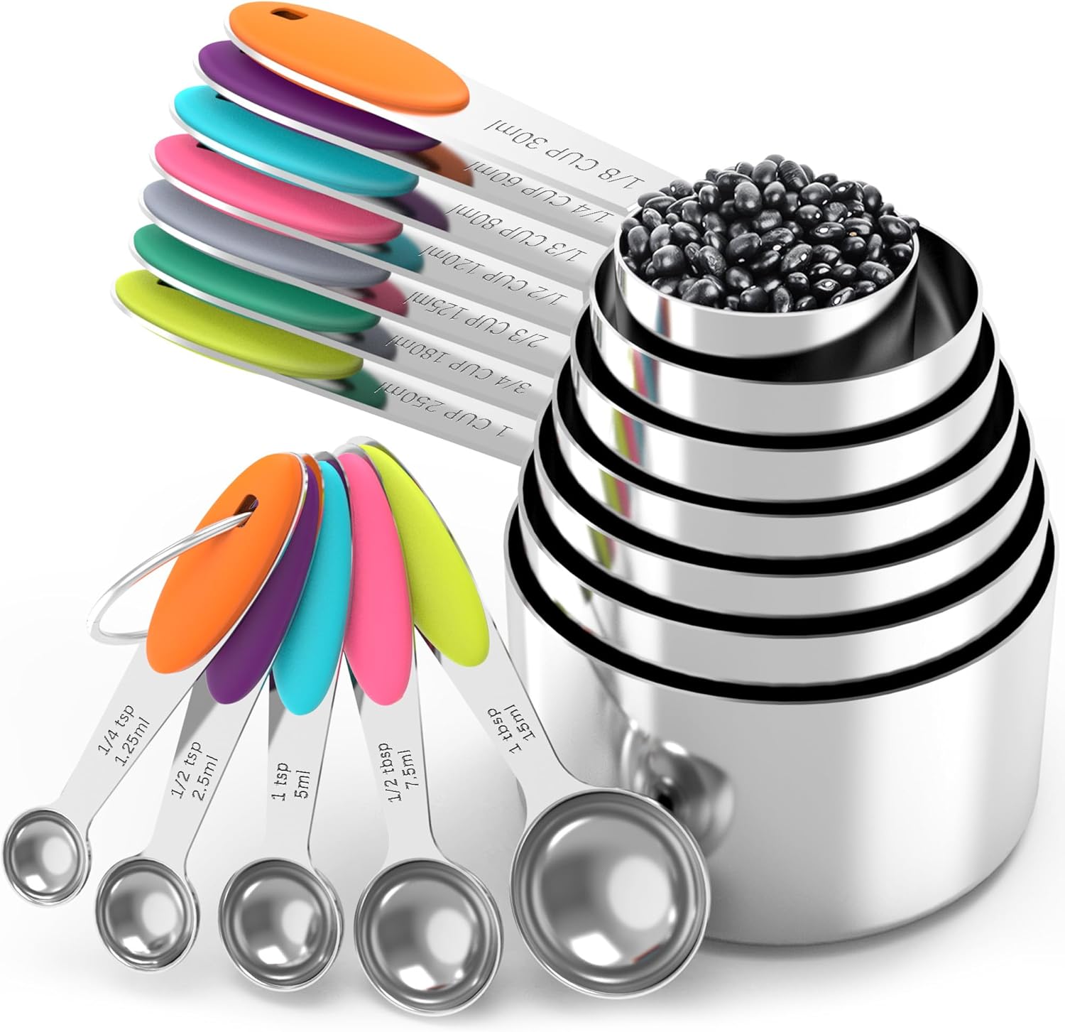 Thumbnail 6 de Magnetic Measuring Spoons Set and Measuring Cups: Heavy-Duty Stainless Steel for Baking & Cooking