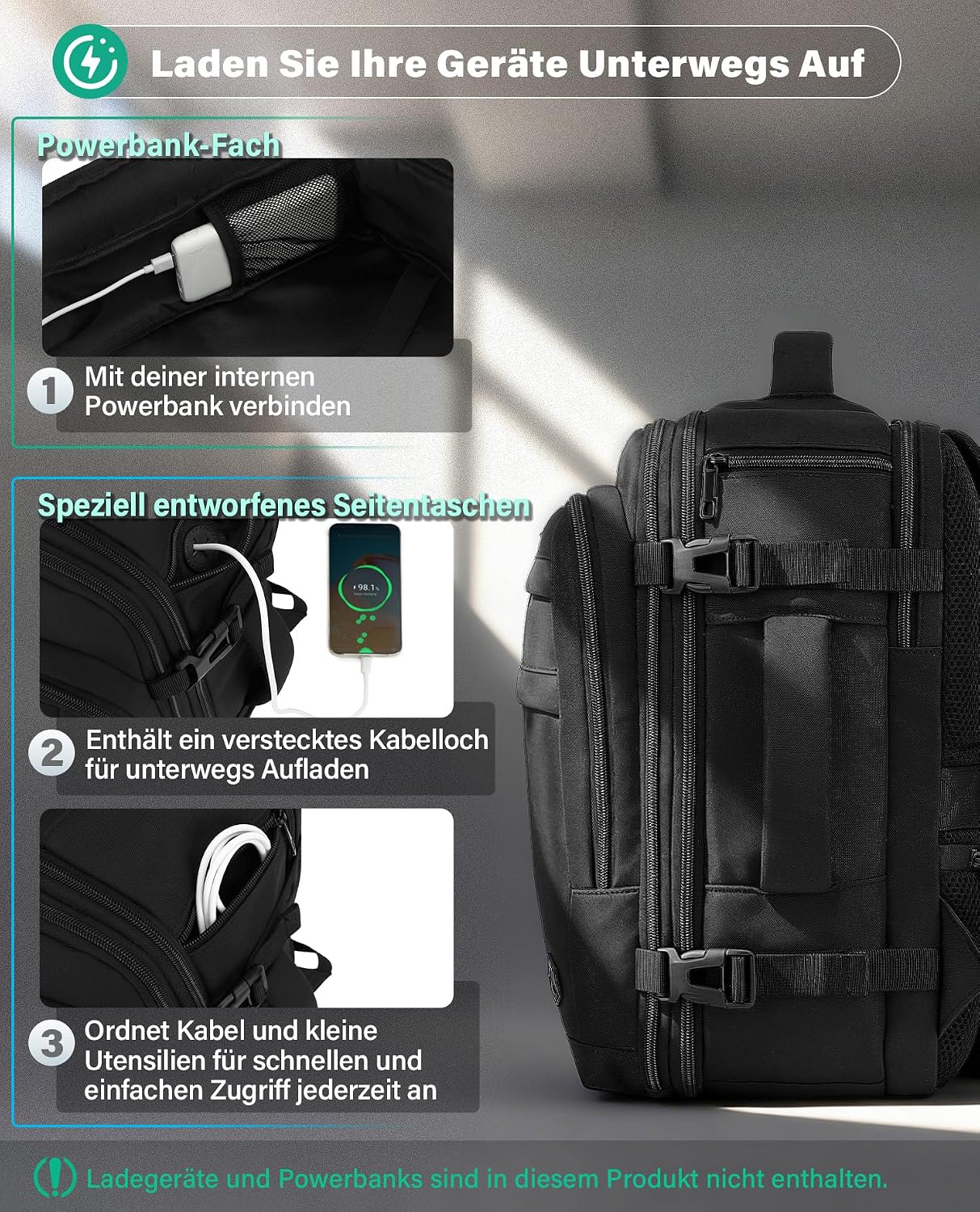 Thumbnail 6 de VANKEV Handgepäck Rucksack 30L