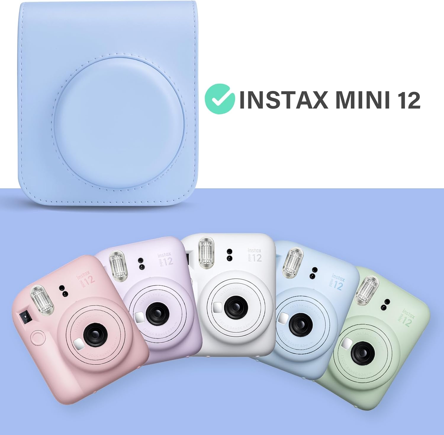 Thumbnail 4 de Rieibi Instax Mini 12 camera case – custom carry bag with strap (blue)