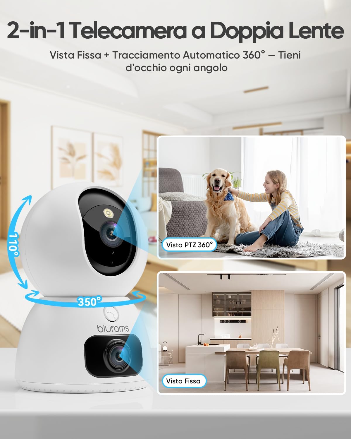 Thumbnail 1 de blurams 2K Telecamera WiFi Interna Dual Lens