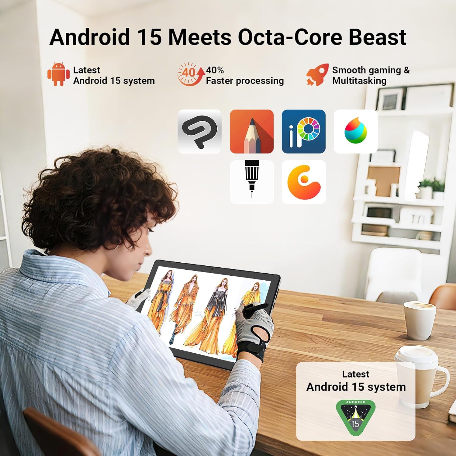 Thumbnail 2 de Hakaug 10 Inch Android Tablet (Android 15) with Octa-Core, 24GB RAM, 64GB Storage, IPS HD Display, WiFi + Bluetooth (Black)