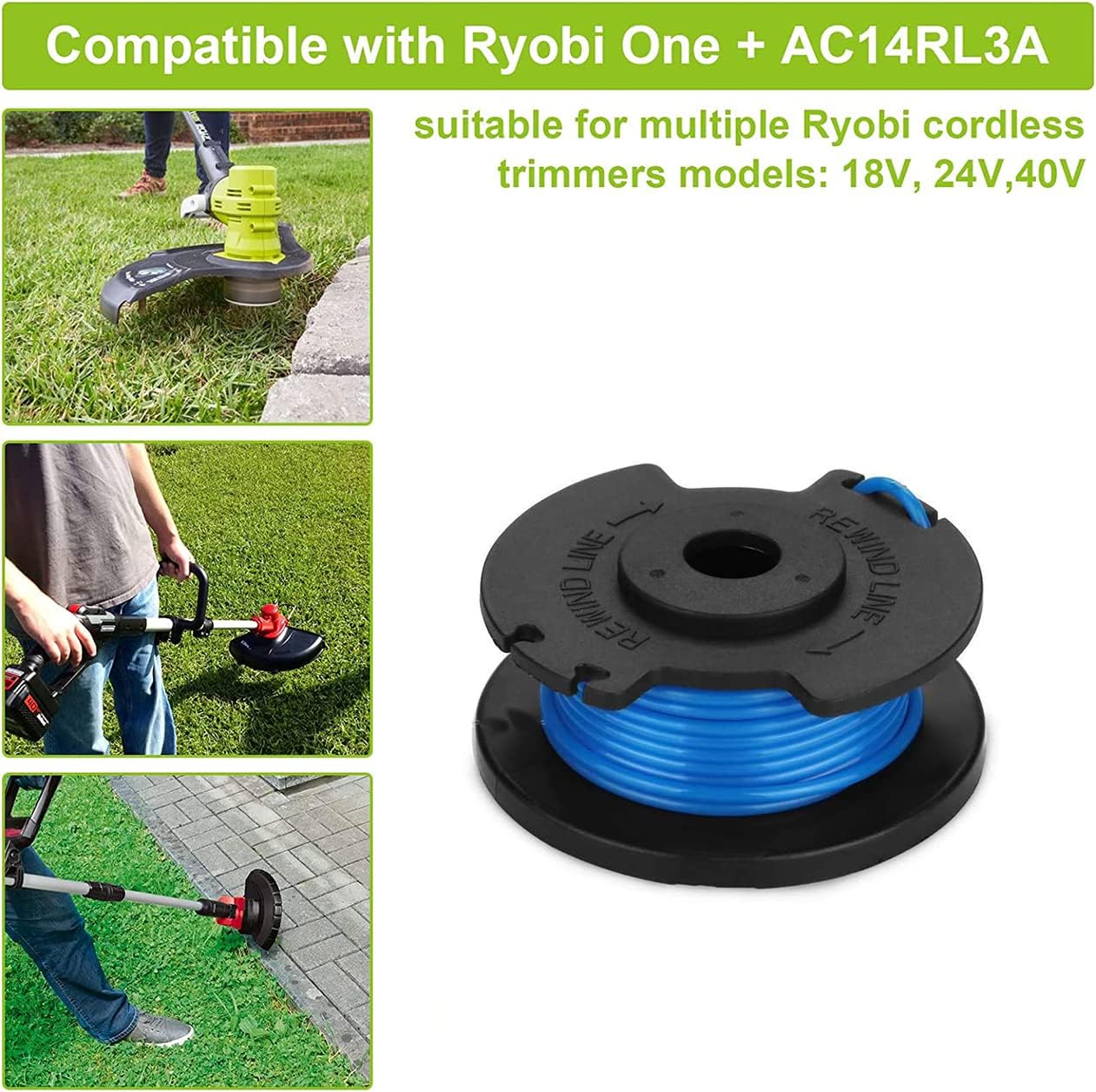 Thumbnail 2 de MOECSHSY Strimmer Spool & 1.6mm Double Autofeed line for Ryobi ONE+ (compatible replacement, 4-pack)